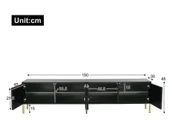 Móvel De Tv|Merax Móvel para TV com 4 portas - 190 x 38 x 48 cm - MDF e aglomerado - Preto