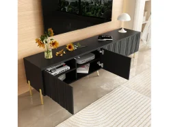 Móvel De Tv|Merax Móvel para TV com 4 portas - 190 x 38 x 48 cm - MDF e aglomerado - Preto