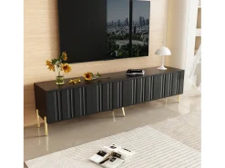 Móvel De Tv|Merax Móvel para TV com 4 portas - 190 x 38 x 48 cm - MDF e aglomerado - Preto