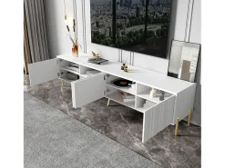 Móvel De Tv*Merax Móvel para TV com 4 portas - 190 x 38 x 48 cm - MDF e aglomerado - Branco