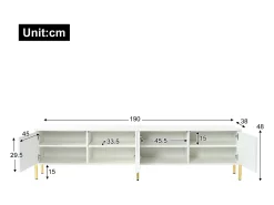 Móvel De Tv*Merax Móvel para TV com 4 portas - 190 x 38 x 48 cm - MDF e aglomerado - Branco