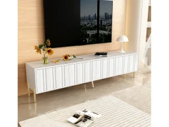 Móvel De Tv*Merax Móvel para TV com 4 portas - 190 x 38 x 48 cm - MDF e aglomerado - Branco
