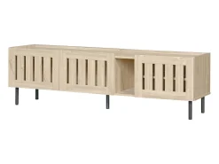 Móvel De Tv|Hauss Spole Móvel para TV com 3 portas, 160 x 40 x 47 cm - Design vazado - Cor da madeira natural Natural claro