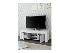 Móvel De Tv*Meublorama Móvel para TV com 2 portas, coleção ZEFIR, cor branca fosca, ideal para uma sala de estar moderna e na moda. Branco