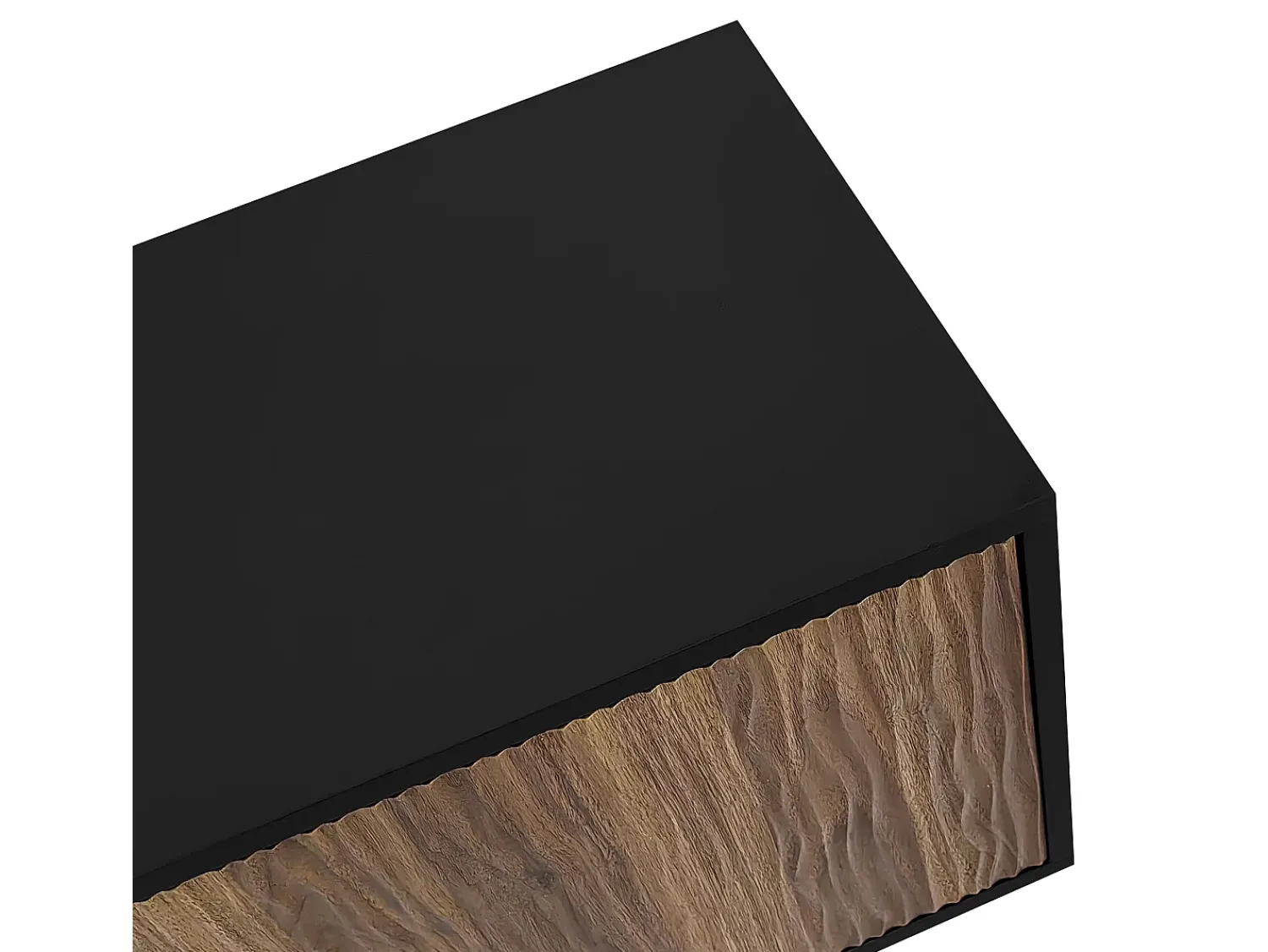 Outlet Hauss Spole Móvel para TV com 2 portas e 3 gavetas, padrão ondulado, e natural. Preto