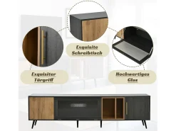 Móvel De Tv*Merax Móvel para TV com 3 portas e 2 prateleiras - 200 x 40 x 55,5 cm - Madeira MDF - cinza Cinzento