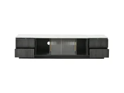 Móvel De Tv|Hauss Spole Móvel para TV com 2 portas de vidro e 4 gavetas - Tampo com efeito de mármore branco - Cinza Cinzento