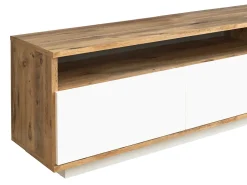 Vente-unique Móvel para TV com 4 portas e 2 prateleiras - Tons naturais claros e branco - CEDONA^ Móvel De Tv