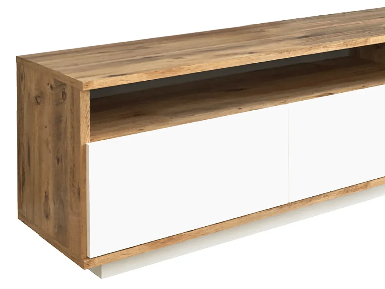 Vente-unique Móvel para TV com 4 portas e 2 prateleiras - Tons naturais claros e branco - CEDONA^ Móvel De Tv