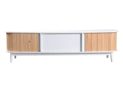 Discount Hauss Spole Móvel para TV com 2 portas de correr e 2 gavetas - e madeira Branco