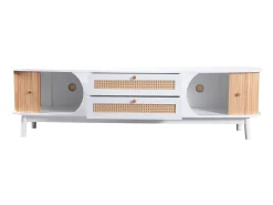 Discount Hauss Spole Móvel para TV com 2 portas de correr e 2 gavetas - e madeira Branco
