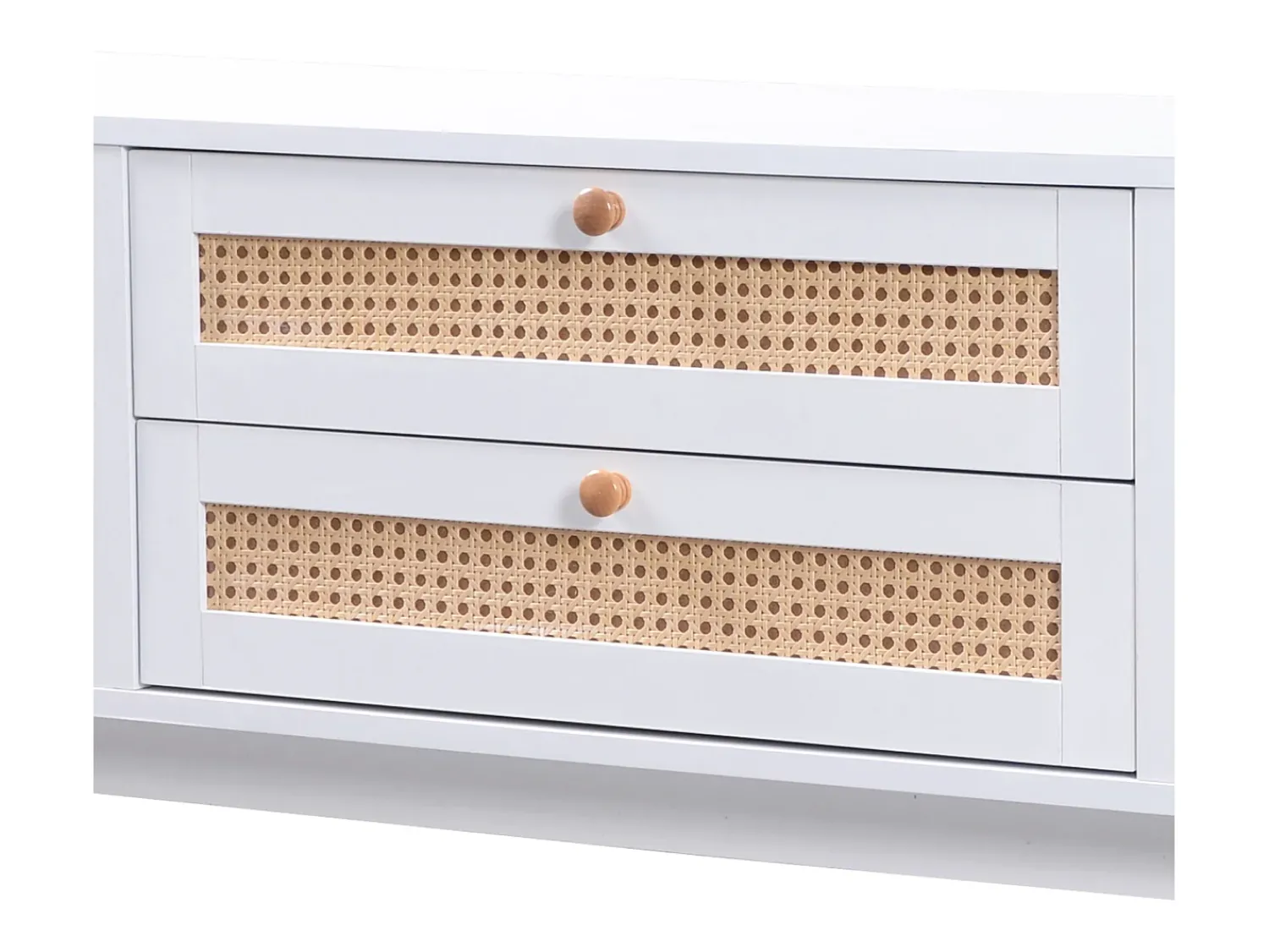 Discount Hauss Spole Móvel para TV com 2 portas de correr e 2 gavetas - e madeira Branco