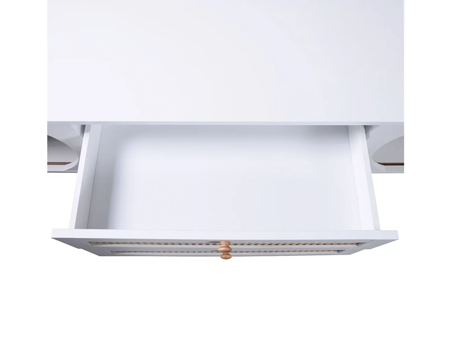 Discount Hauss Spole Móvel para TV com 2 portas de correr e 2 gavetas - e madeira Branco