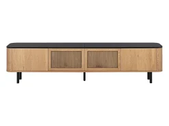Hauss Spole Móvel para TV com 4 portas, 190 x 35 x 45 cm - Tampo preto - Cor madeira clara^ Móvel De Tv