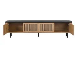 Hauss Spole Móvel para TV com 4 portas, 190 x 35 x 45 cm - Tampo preto - Cor madeira clara^ Móvel De Tv