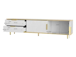 Best Hauss Spole Móvel para TV com 2 portas e 2 gavetas - puxadores e pés dourados - Branco