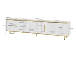 Best Hauss Spole Móvel para TV com 2 portas e 2 gavetas - puxadores e pés dourados - Branco