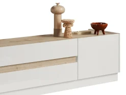 Vente-unique Móvel para TV com 2 portas e 2 gavetas - Branco e Natural - EMORA^ Móvel De Tv
