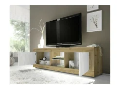Móvel De Tv|Meublorama Móvel para TV com 2 portas sem iluminação ACCESS. Cores e carvalho claro. Branco
