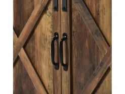 Móvel De Tv|Hauss Spole Móvel para TV com 2 portas de correr e 2 gavetas - Branco e madeira Castanho