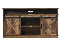 Móvel De Tv|Hauss Spole Móvel para TV com 2 portas de correr e 2 gavetas - Branco e madeira Castanho