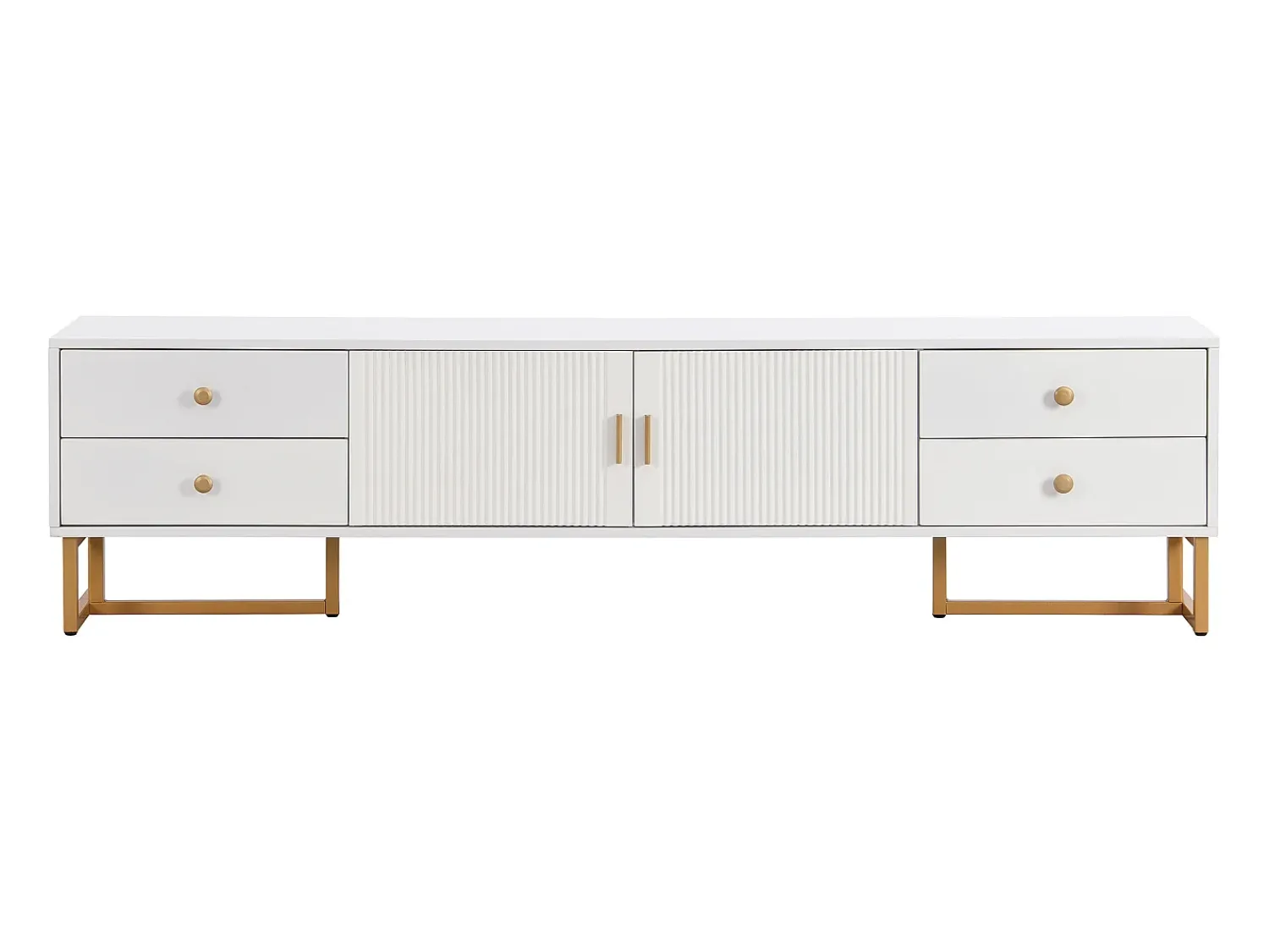 Hauss Spole Móvel para TV com 2 portas e 4 gavetas - Pés em metal dourado -^ Móvel De Tv