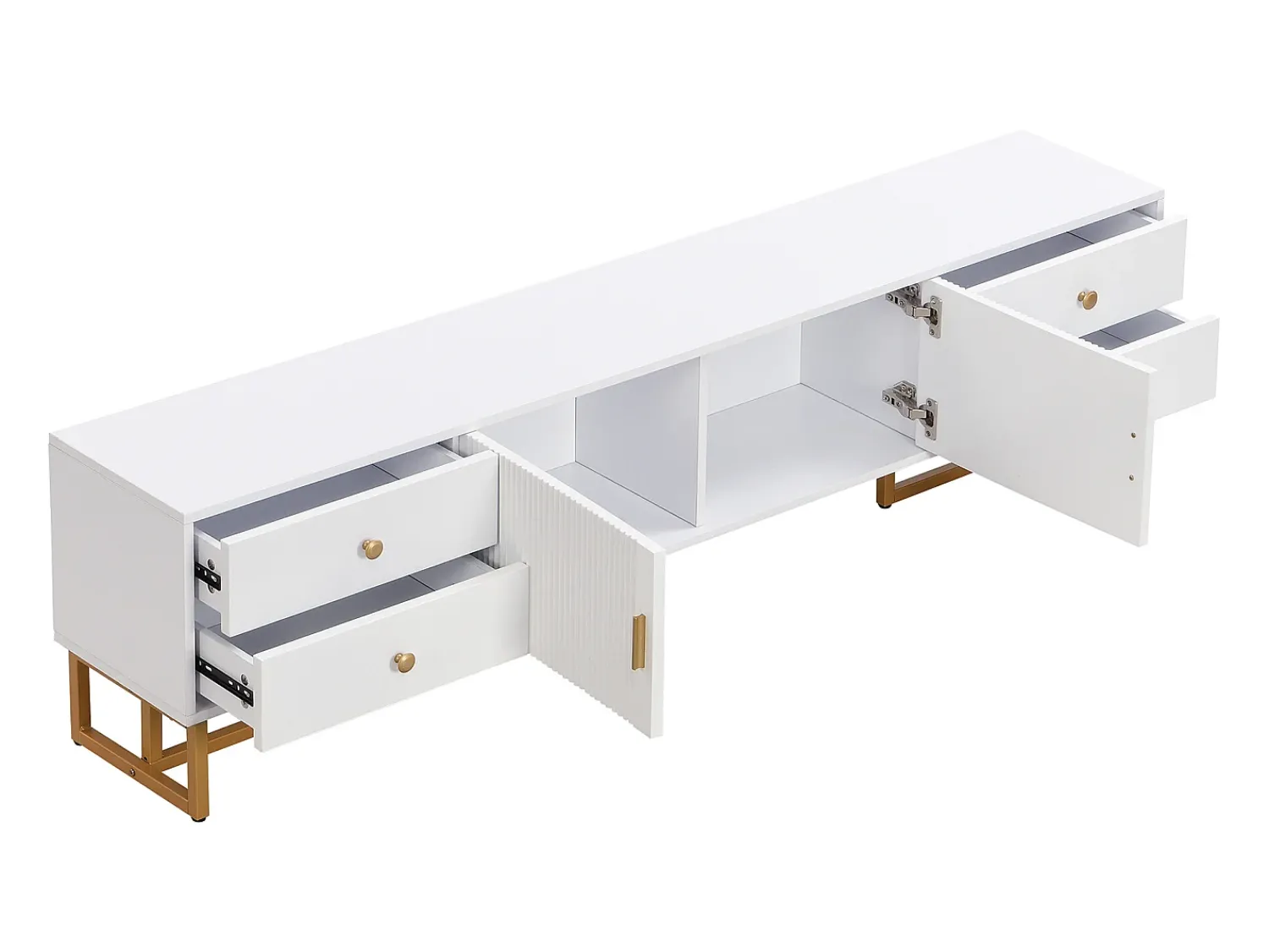 Hauss Spole Móvel para TV com 2 portas e 4 gavetas - Pés em metal dourado -^ Móvel De Tv