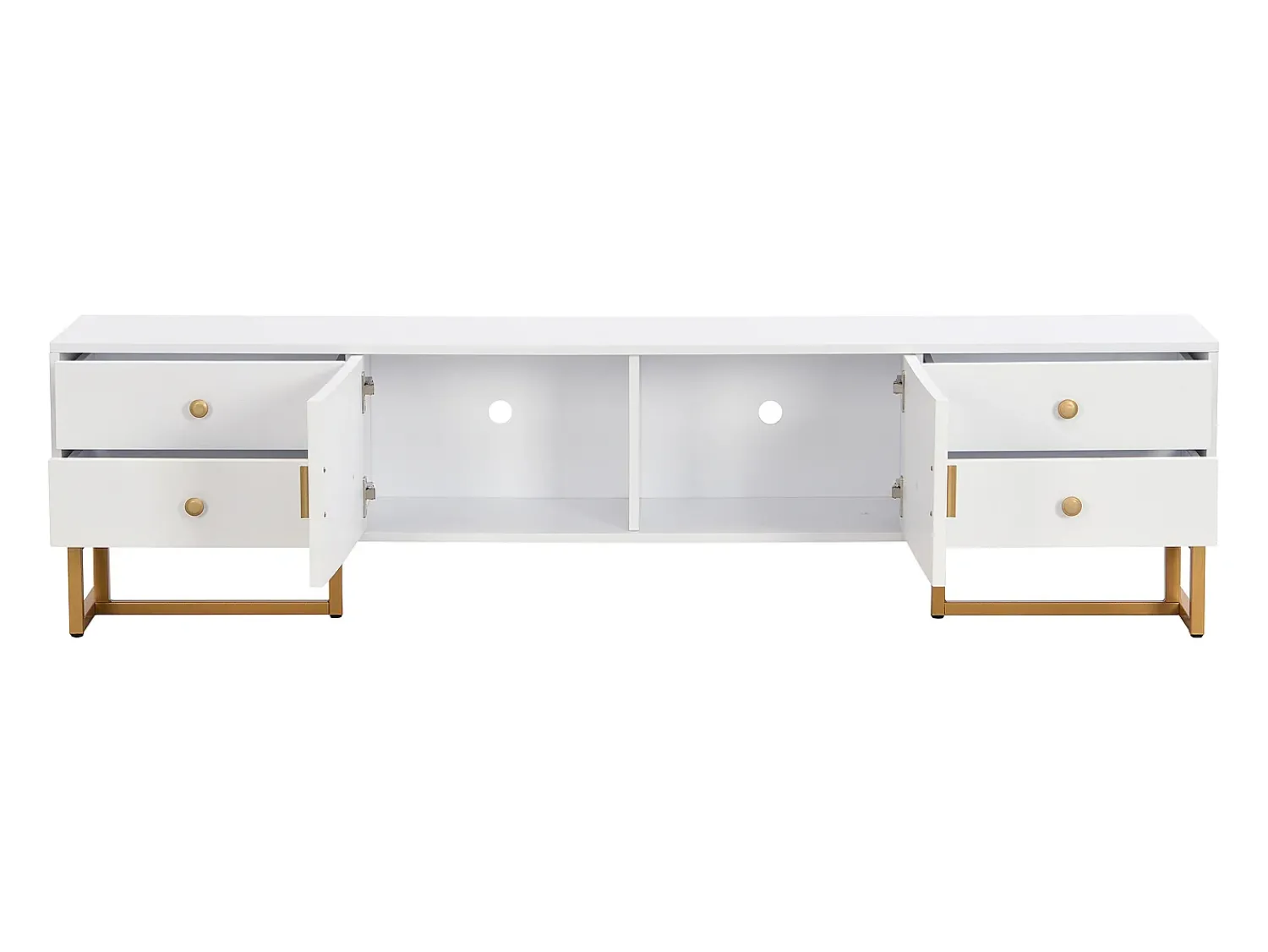 Hauss Spole Móvel para TV com 2 portas e 4 gavetas - Pés em metal dourado -^ Móvel De Tv
