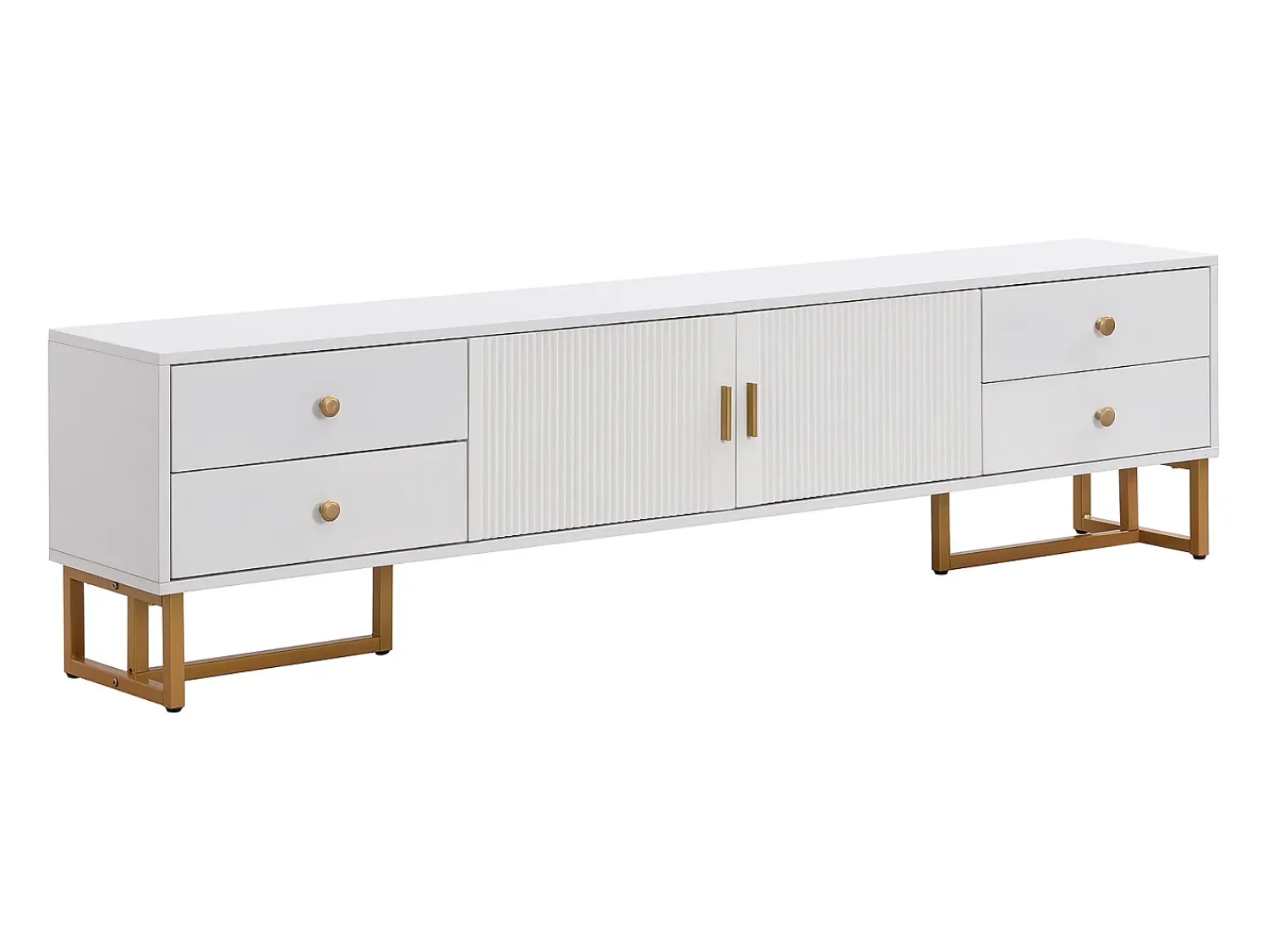 Hauss Spole Móvel para TV com 2 portas e 4 gavetas - Pés em metal dourado -^ Móvel De Tv