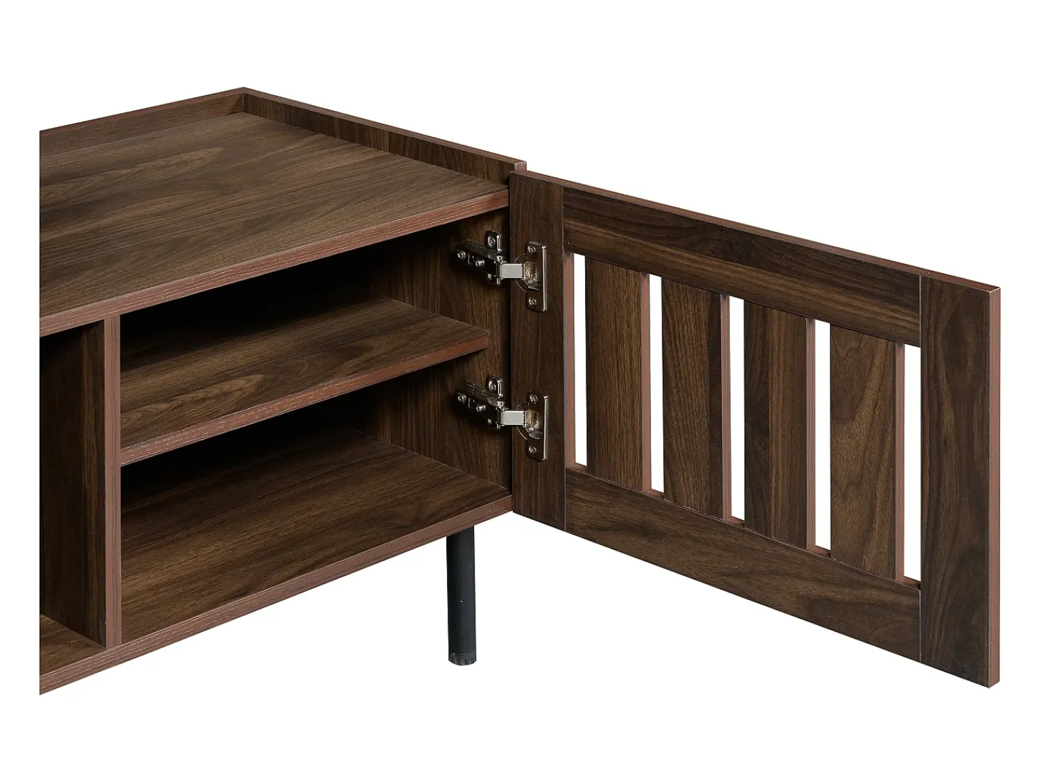 Hauss Spole Móvel para TV com 3 portas, 160 x 40 x 47 cm - Design vazado - Cor nogueira^ Móvel De Tv