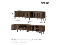 Hauss Spole Móvel para TV com 3 portas, 160 x 40 x 47 cm - Design vazado - Cor nogueira^ Móvel De Tv