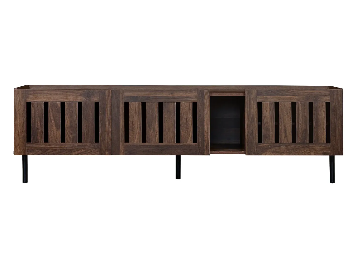 Hauss Spole Móvel para TV com 3 portas, 160 x 40 x 47 cm - Design vazado - Cor nogueira^ Móvel De Tv