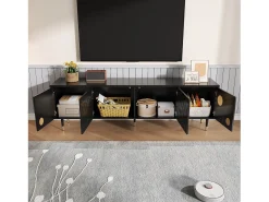 Móvel De Tv|Hauss Spole Móvel para TV com 4 portas, porta com grade, . Preto