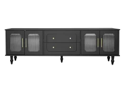 Hauss Spole Móvel para TV com 4 portas de vidro e 2 gavetas - Madeira PB - 175x38x55,5cm^ Móvel De Tv