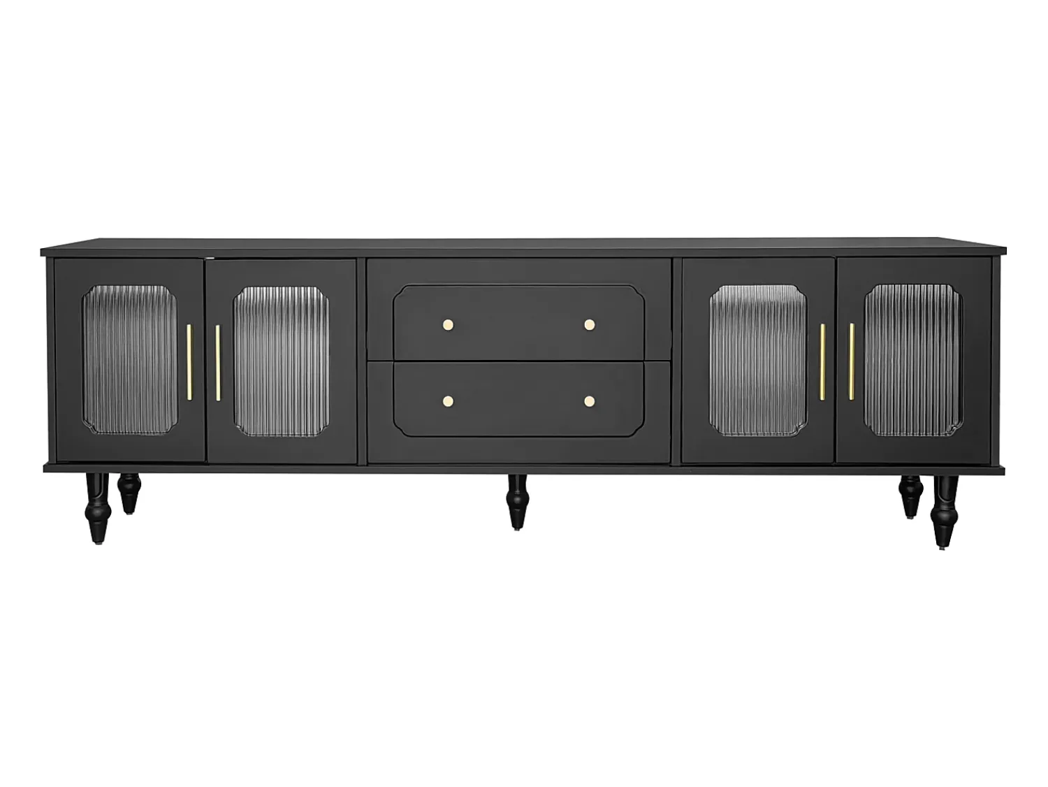 Hauss Spole Móvel para TV com 4 portas de vidro e 2 gavetas - Madeira PB - 175x38x55,5cm^ Móvel De Tv