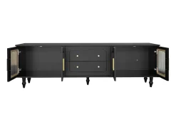 Hauss Spole Móvel para TV com 4 portas de vidro e 2 gavetas - Madeira PB - 175x38x55,5cm^ Móvel De Tv