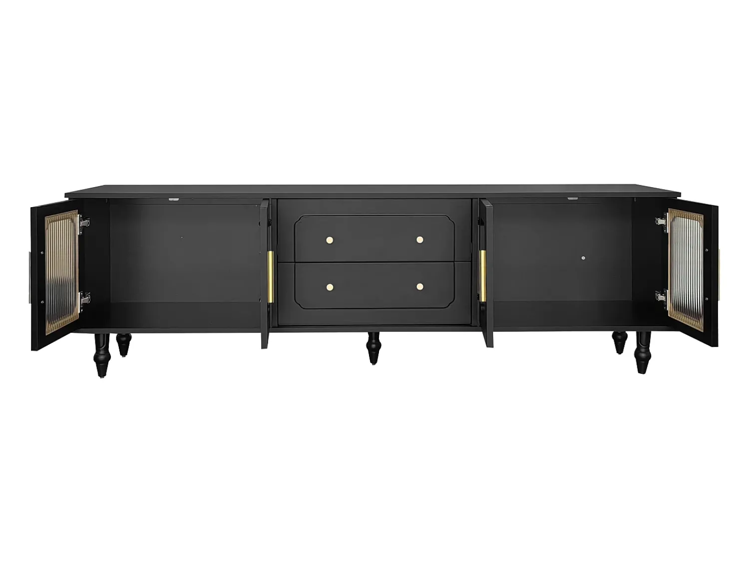 Hauss Spole Móvel para TV com 4 portas de vidro e 2 gavetas - Madeira PB - 175x38x55,5cm^ Móvel De Tv