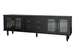 Hauss Spole Móvel para TV com 4 portas de vidro e 2 gavetas - Madeira PB - 175x38x55,5cm^ Móvel De Tv