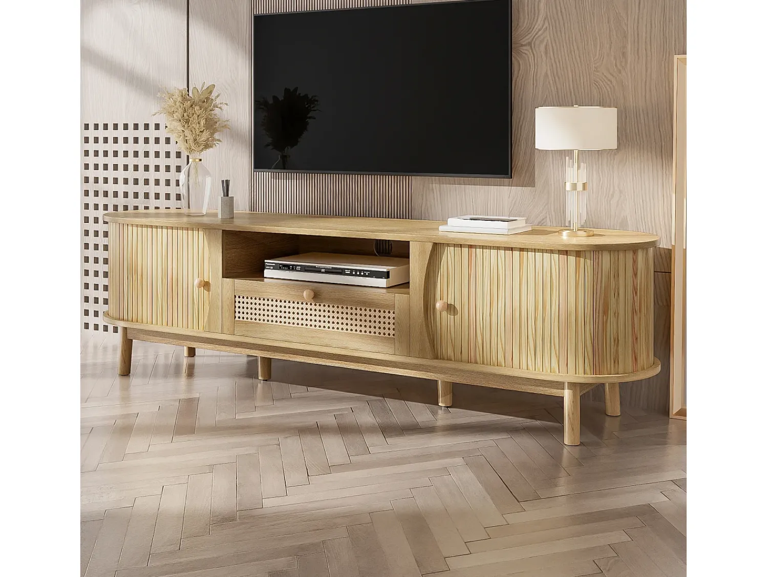 Móvel De Tv*Hauss Spole Móvel para TV com 2 portas e uma gaveta, 165x37x46 cm - Cor natural clara Natural claro