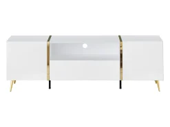 Móvel De Tv|Vente-unique Móvel para TV com 2 portas, 1 gaveta e 1 prateleira - Branco brilhante e dourado - MARZIALO Branco / Dourado