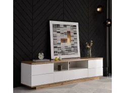 DripeX Móvel para TV com 6 portas e 2 nichos em MDF - e natural - 180x38x46cm^ Móvel De Tv