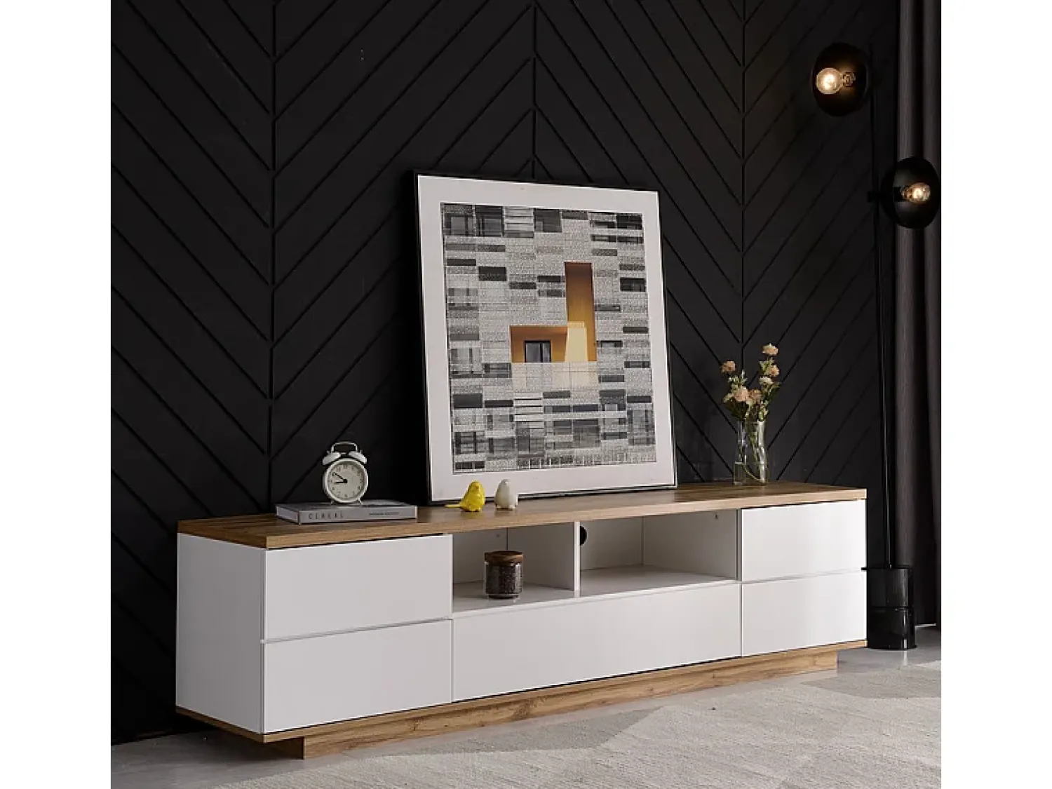 DripeX Móvel para TV com 6 portas e 2 nichos em MDF - e natural - 180x38x46cm^ Móvel De Tv