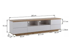 DripeX Móvel para TV com 6 portas e 2 nichos em MDF - e natural - 180x38x46cm^ Móvel De Tv