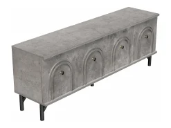 Móvel para TV com 4 portas, unidade de armazenamento com 5 pés de apoio, cinza, 160 x 38 x 55,5 cm^ Móvel De Tv