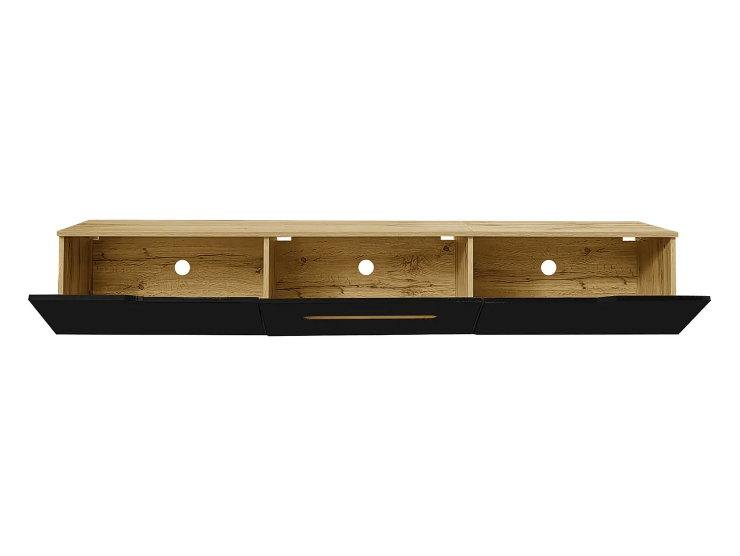Móvel De Tv| Móvel para TV com 3 portas e iluminação LED, para sala de estar, fixado na parede, em madeira, 180 cm, nas cores e madeira. Preto