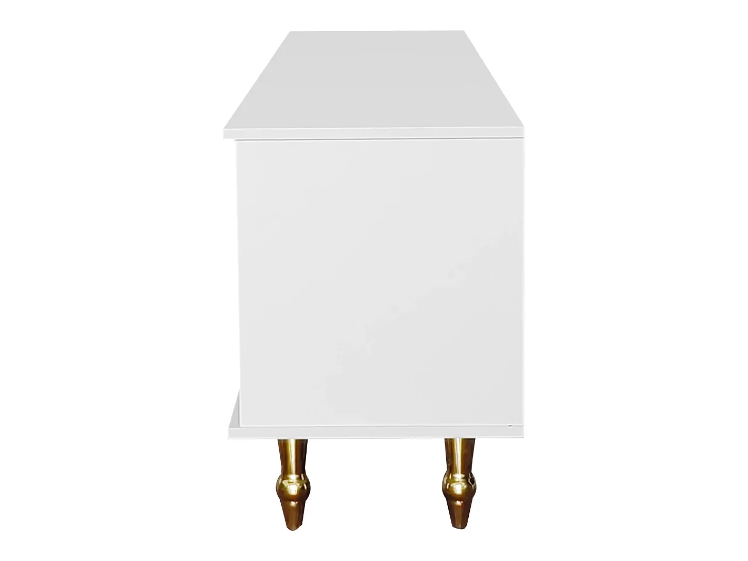 Móvel para TV com 4 portas, 2 gavetas, porta de vidro e pés de madeira maciça para sala de estar de 70 a 79 polegadas, . Branco
