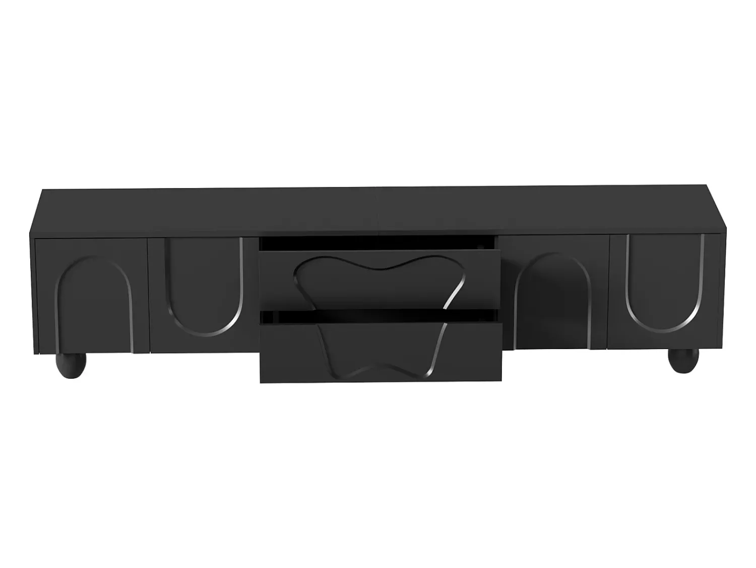 Móvel De Tv|Hauss Spole Móvel para TV com 4 portas e 2 gavetas, pés redondos, Preto