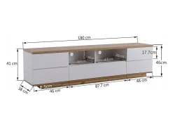 Móvel De Tv*Hauss Spole Móvel para TV com 5 portas, com acabamento em madeira, e natural. Branco