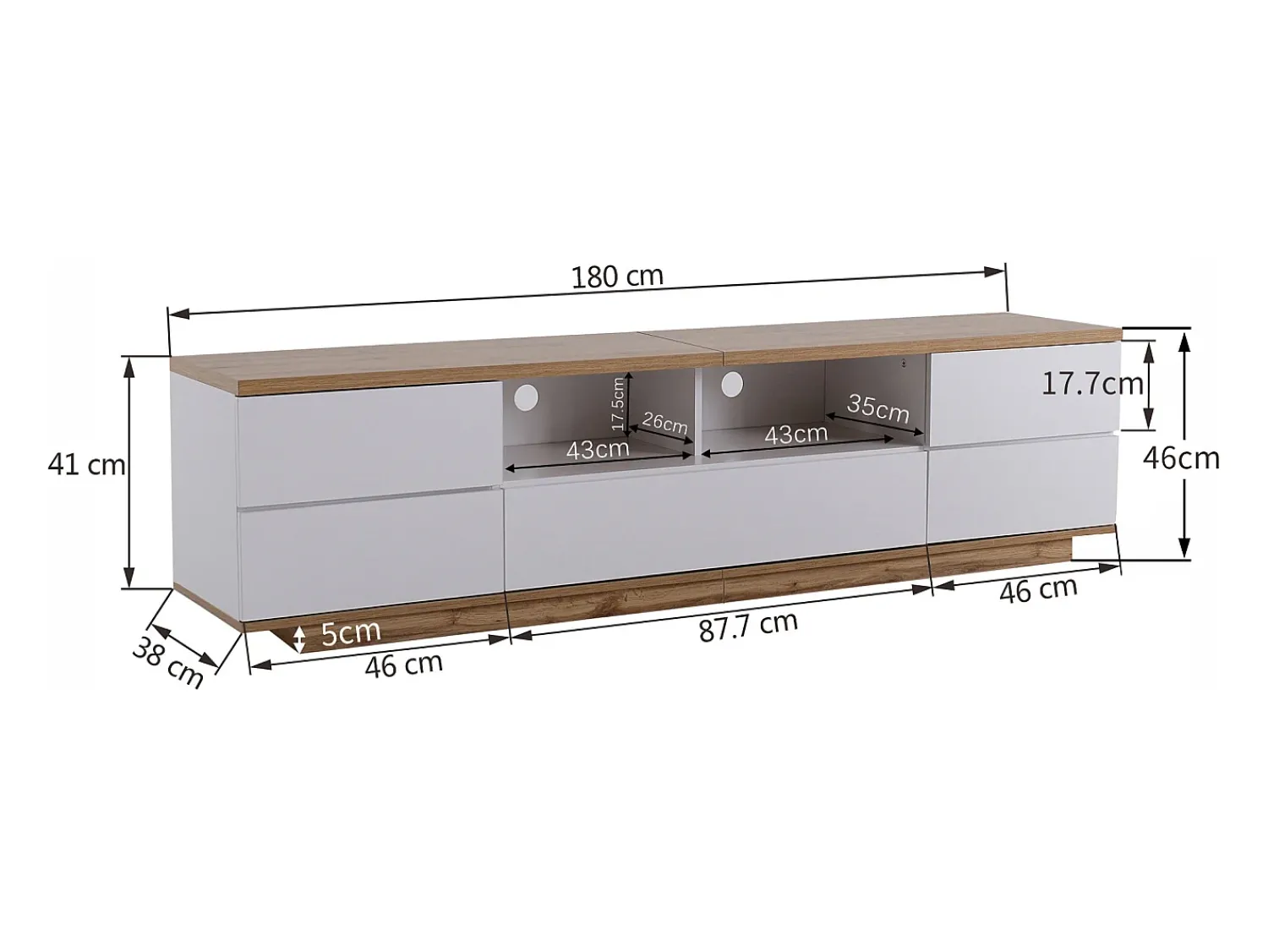 Móvel De Tv*Hauss Spole Móvel para TV com 5 portas, com acabamento em madeira, e natural. Branco