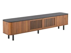Móvel De Tv*Hauss Spole Móvel para TV com 4 portas, 190 x 35 x 45 cm - Tampo preto - Cor madeira escura Natural escuro